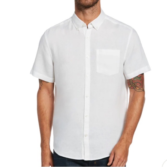 NEW PENGUIN SHORT SLEEVE WASHED LINEN SHIRT SIZE: M